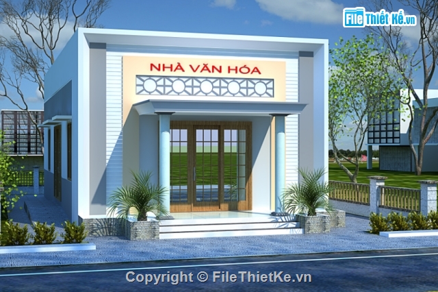 nhà văn hóa,bản vẽ nhà văn hóa,file cad nhà văn hóa